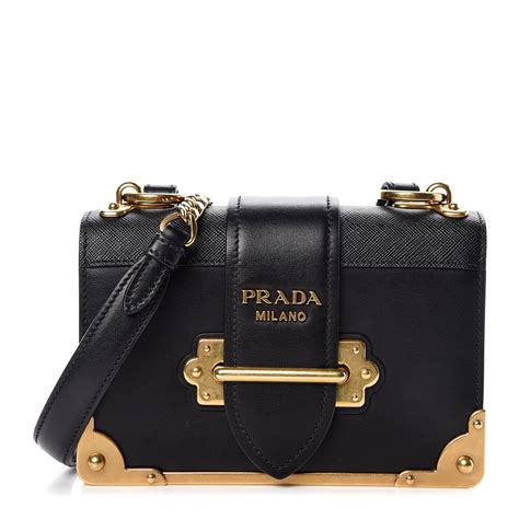 PRADA City Calf Saffiano Cahier Bag Black 